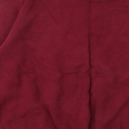 Atlantic Bay Mens Red Round Neck Cotton Pullover Jumper Size L