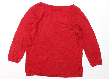 Womens UK Size M Marks and Spencer Red Pullover Jumper