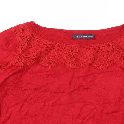 Womens UK Size M Marks and Spencer Red Pullover Jumper