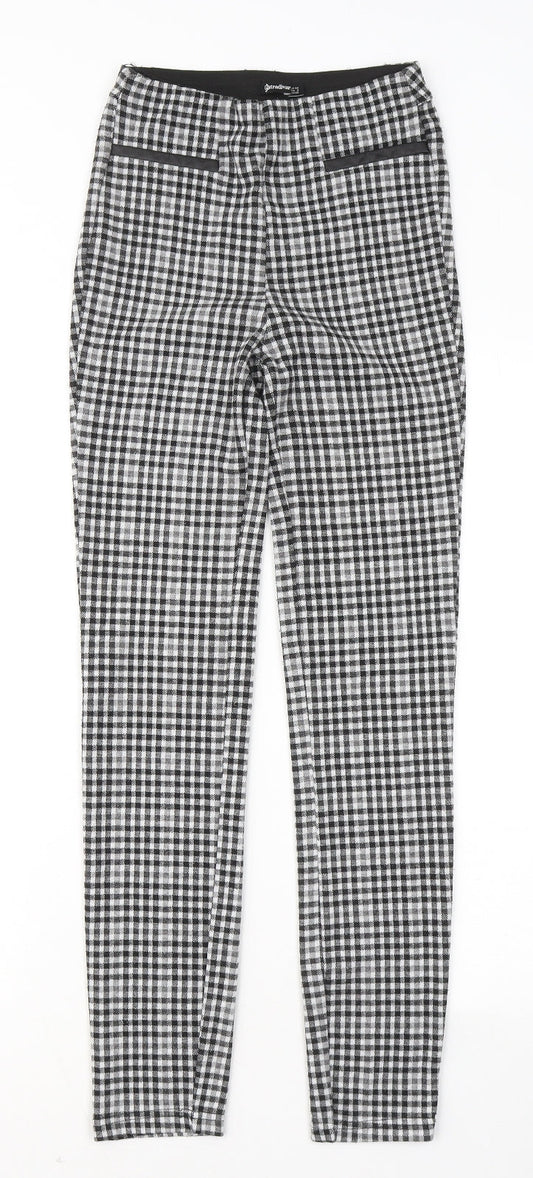 Stradivarius Womens Black Plaid Cotton Jogger Trousers Size 4 L26 in Regular