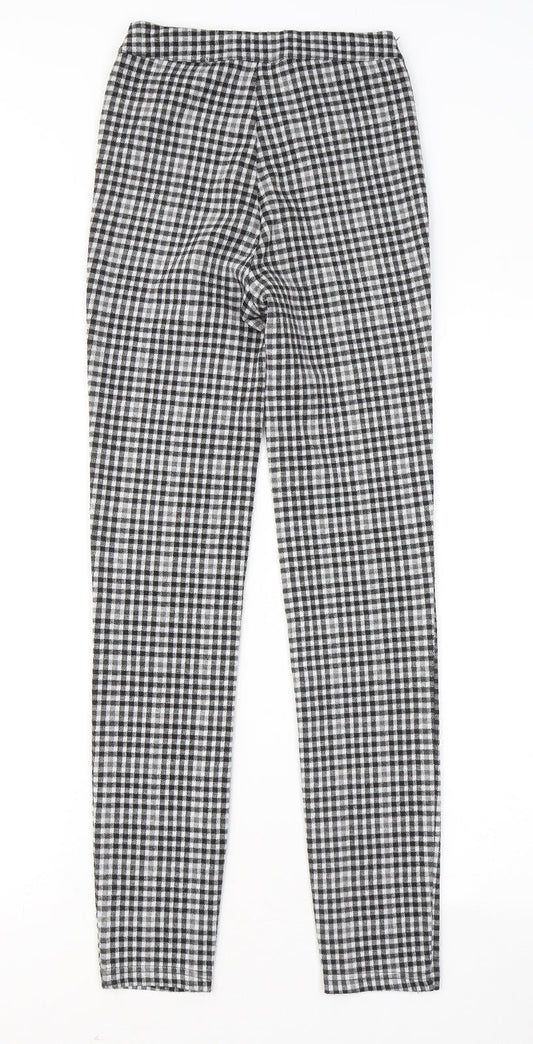 Stradivarius Womens Black Plaid Cotton Jogger Trousers Size 4 L26 in Regular