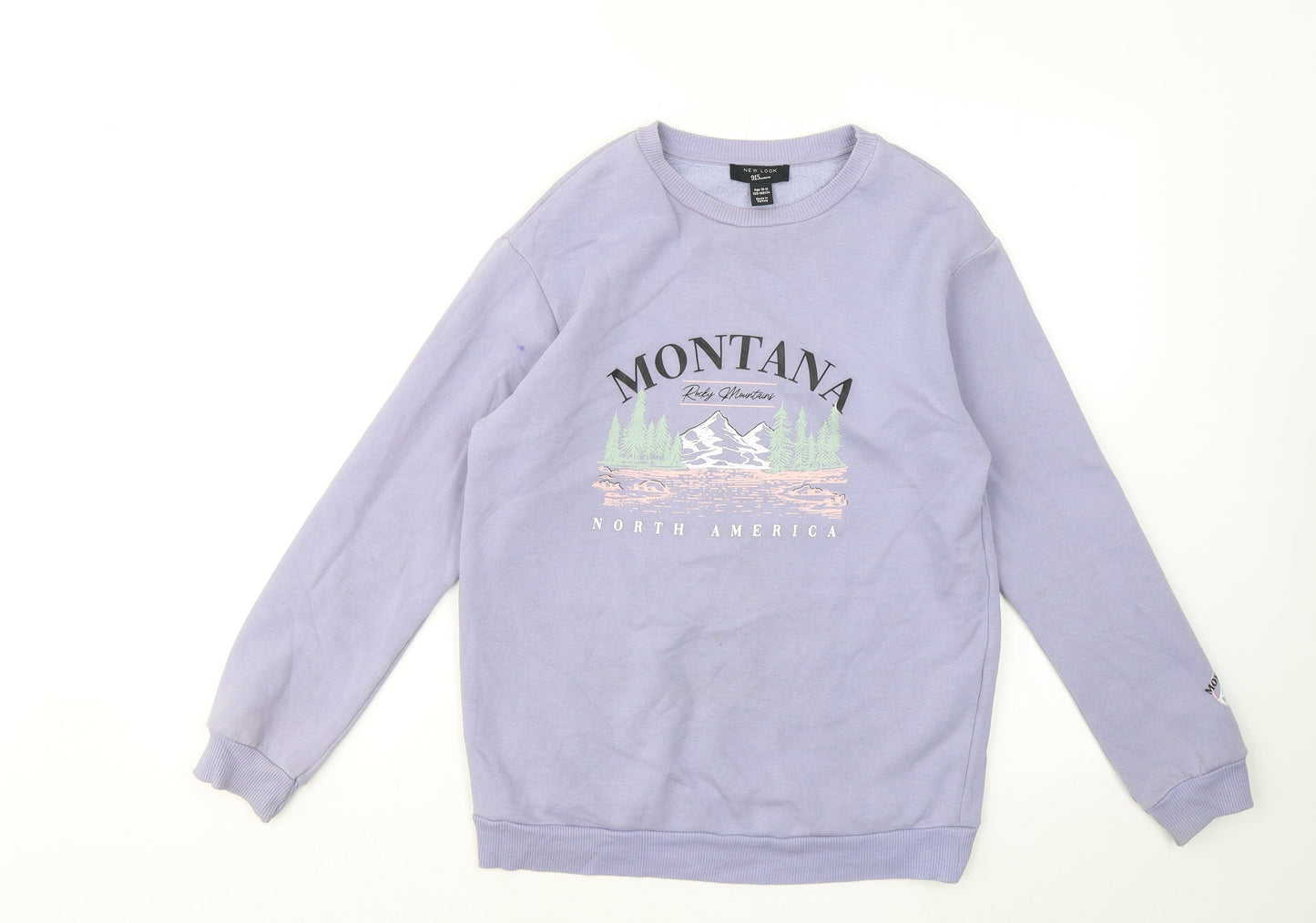 New Look Girls Blue Cotton Pullover Sweatshirt Size 10-11 Years - Montana North America