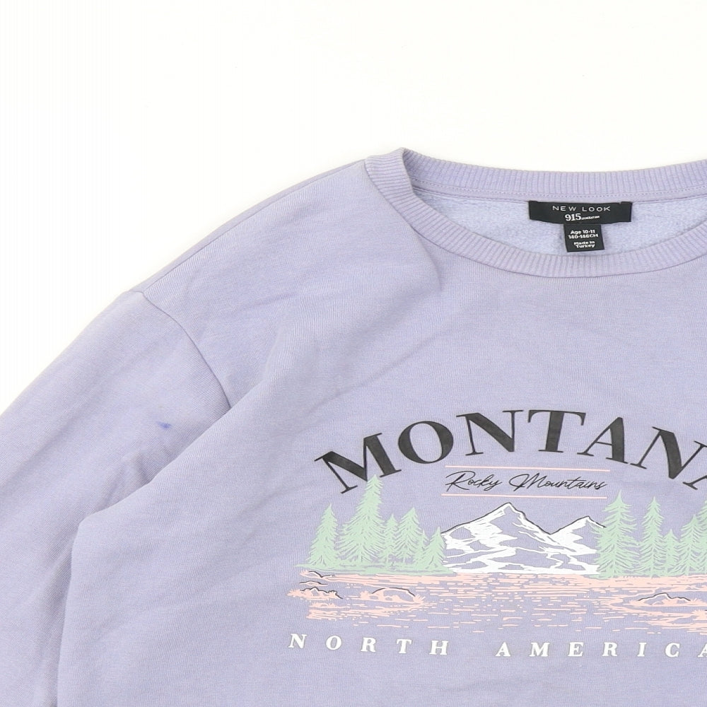 New Look Girls Blue Cotton Pullover Sweatshirt Size 10-11 Years - Montana North America
