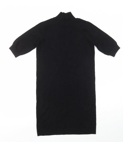 Preworn Womens Black Acrylic Jacket Dress Size 12 High Neck