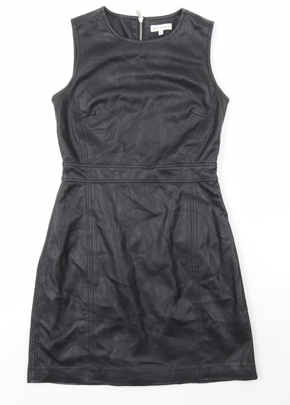 Warehouse Womens Black Polyester A-Line Size 10 Scoop Neck