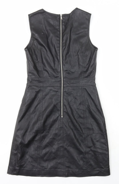 Warehouse Womens Black Polyester A-Line Size 10 Scoop Neck