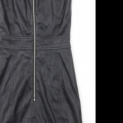 Warehouse Womens Black Polyester A-Line Size 10 Scoop Neck
