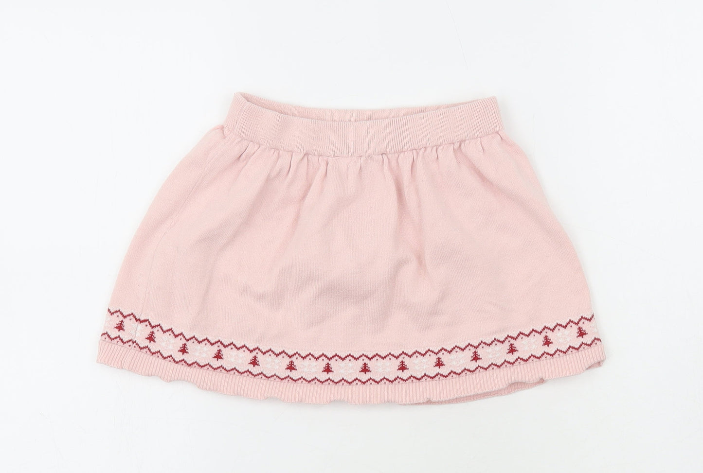 Primark Girls Pink Fair Isle Cotton Skater Skirt Size 4-5 Years Regular