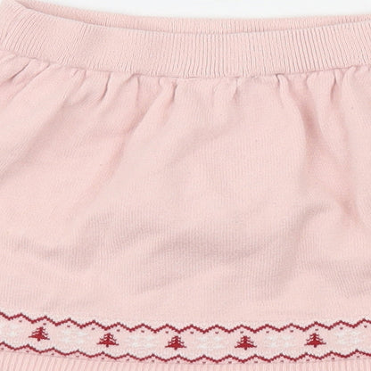 Primark Girls Pink Fair Isle Cotton Skater Skirt Size 4-5 Years Regular