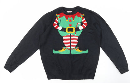 Preworn Mens Blue Round Neck Acrylic Pullover Jumper Size L