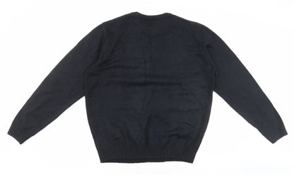 Preworn Mens Blue Round Neck Acrylic Pullover Jumper Size L