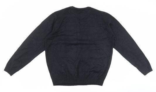 Preworn Mens Blue Round Neck Acrylic Pullover Jumper Size L