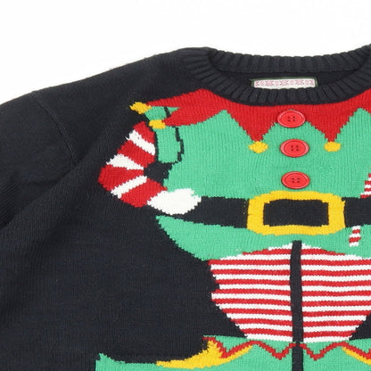 Preworn Mens Blue Round Neck Acrylic Pullover Jumper Size L