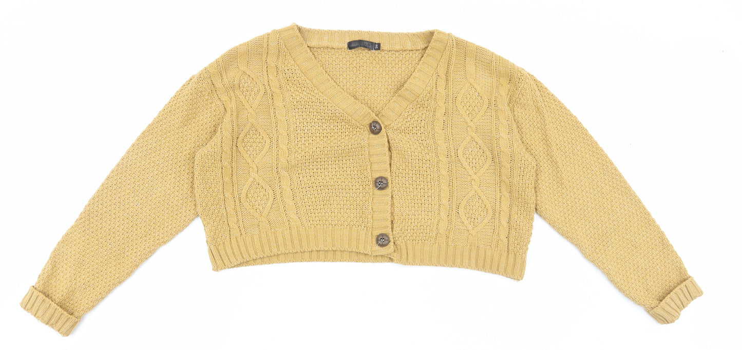 Womens UK Size S Rebellious Yellow Cardigan Jumper