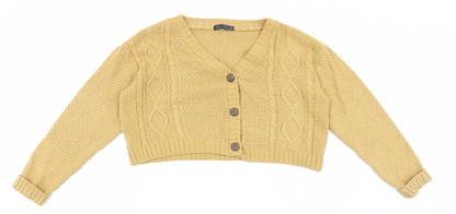 Womens UK Size S Rebellious Yellow Cardigan Jumper