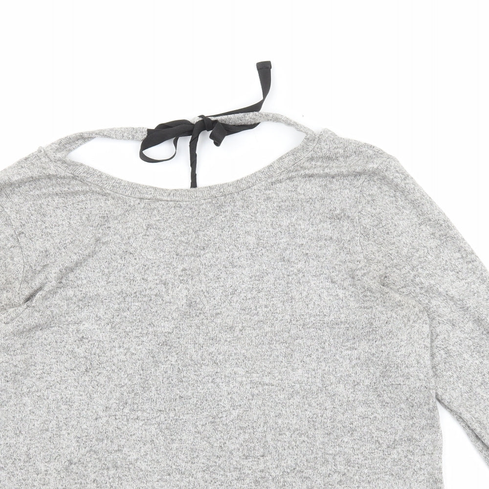 Womens UK Size 8 River Island Grey Basic T-Shirt