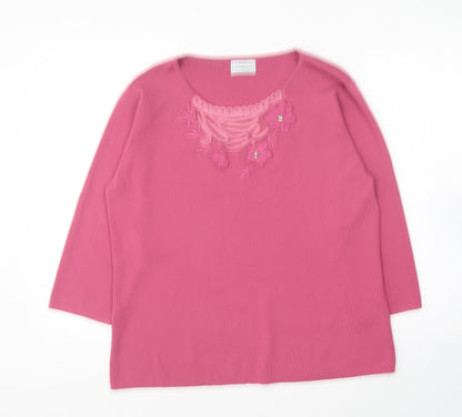 Victoria Layne Womens Pink Round Neck Viscose Pullover Jumper Size 18