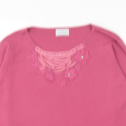 Victoria Layne Womens Pink Round Neck Viscose Pullover Jumper Size 18
