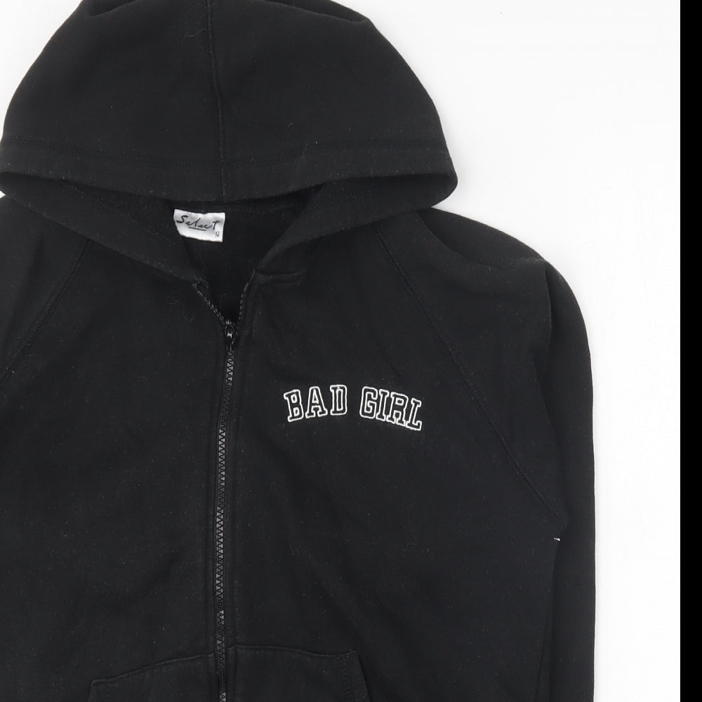 Select Womens Black Cotton Full Zip Hoodie Size 12