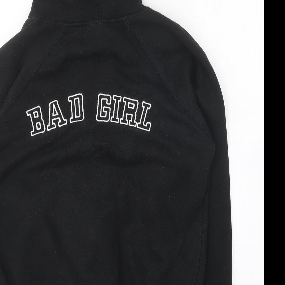 Select Womens Black Cotton Full Zip Hoodie Size 12