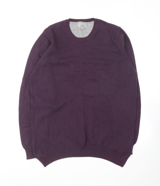 Marks and Spencer Mens Purple Round Neck Cotton Pullover Jumper Size S