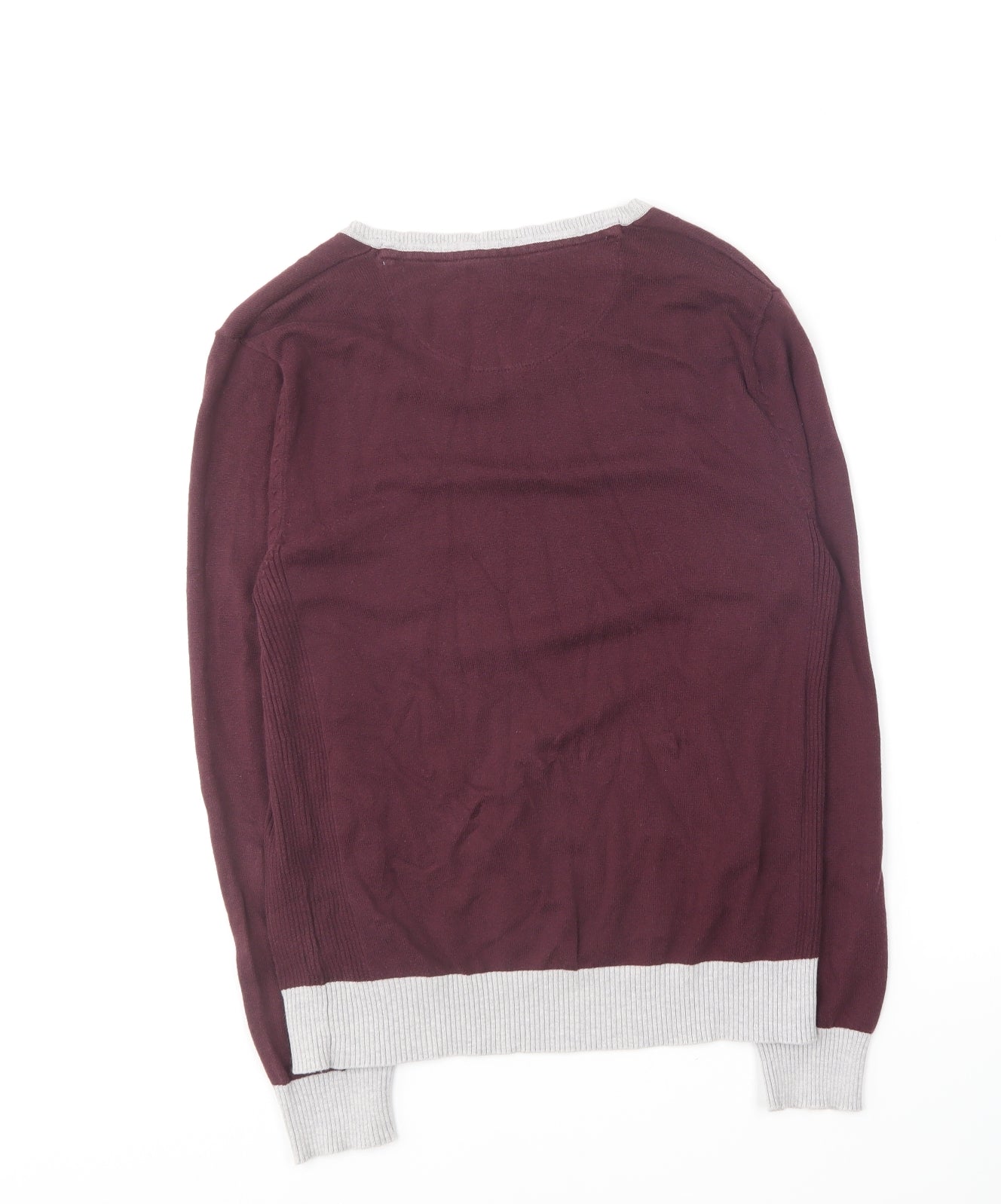 Twisted Soul Mens Purple V-Neck Cotton Pullover Jumper Size S