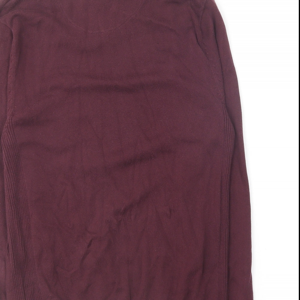 Twisted Soul Mens Purple V-Neck Cotton Pullover Jumper Size S