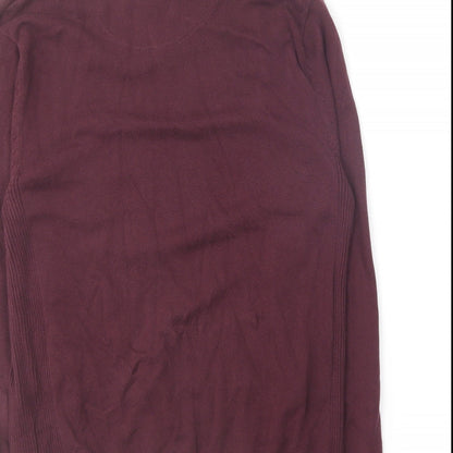 Twisted Soul Mens Purple V-Neck Cotton Pullover Jumper Size S