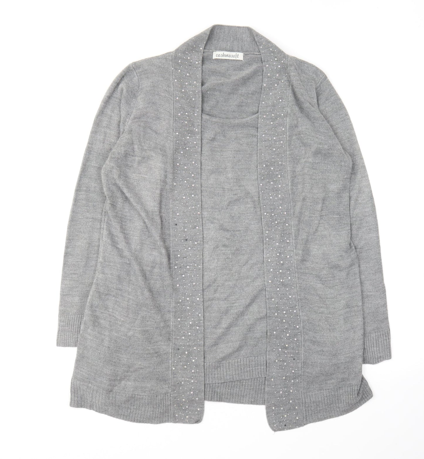 Womens UK Size L Cashmasoft Grey Cardigan Jumper