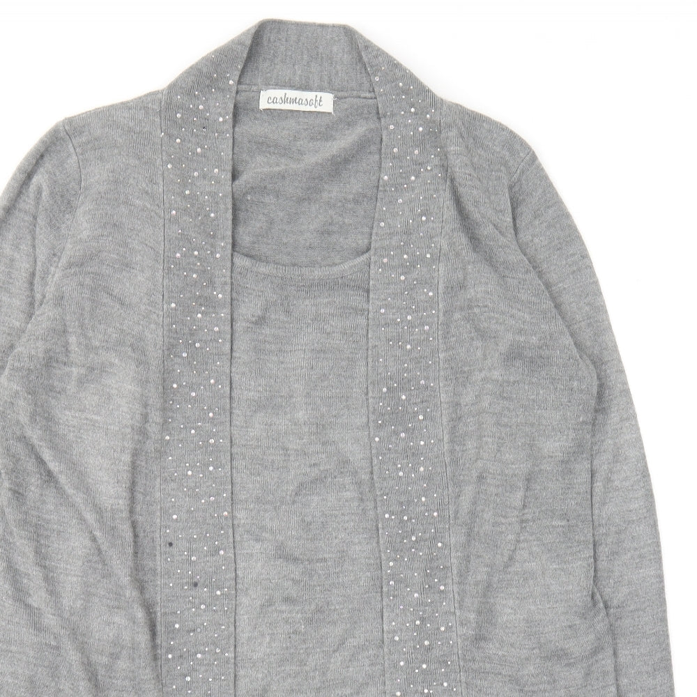 Womens UK Size L Cashmasoft Grey Cardigan Jumper