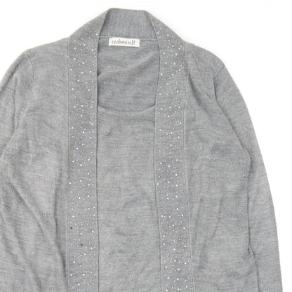 Womens UK Size L Cashmasoft Grey Cardigan Jumper