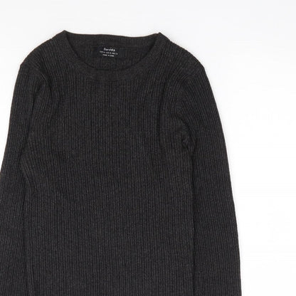 Bershka Womens Grey Round Neck Viscose Pullover Jumper Size M