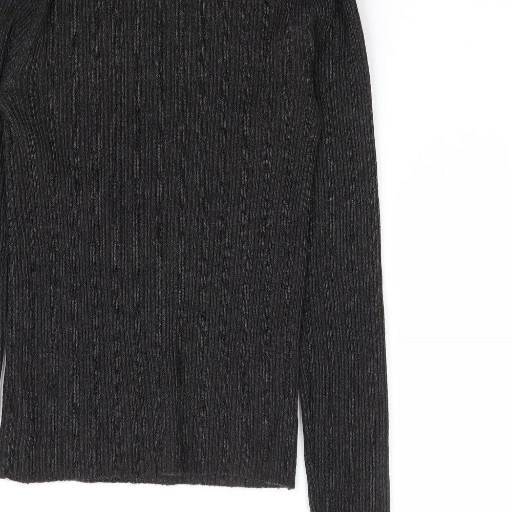 Bershka Womens Grey Round Neck Viscose Pullover Jumper Size M