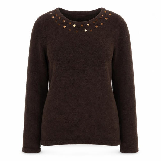 Bon Prix Collection Womens Brown Round Neck Polyester Pullover Jumper Size 14