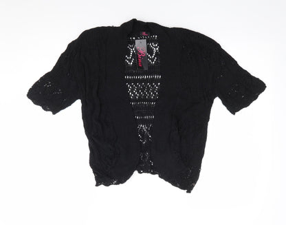 Bina Womens Black V-Neck Acrylic Shrug Jumper Size S