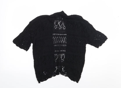 Bina Womens Black V-Neck Acrylic Shrug Jumper Size S