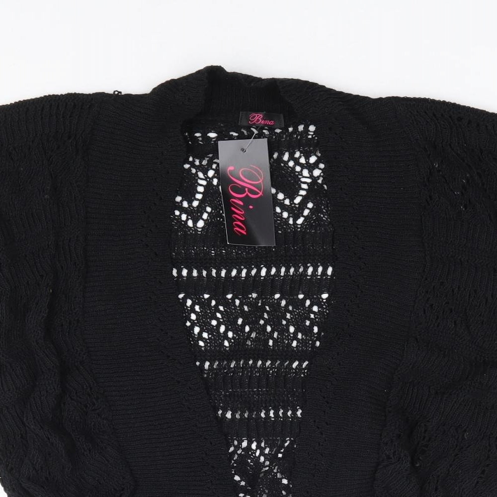 Bina Womens Black V-Neck Acrylic Shrug Jumper Size S