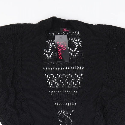 Bina Womens Black V-Neck Acrylic Shrug Jumper Size S