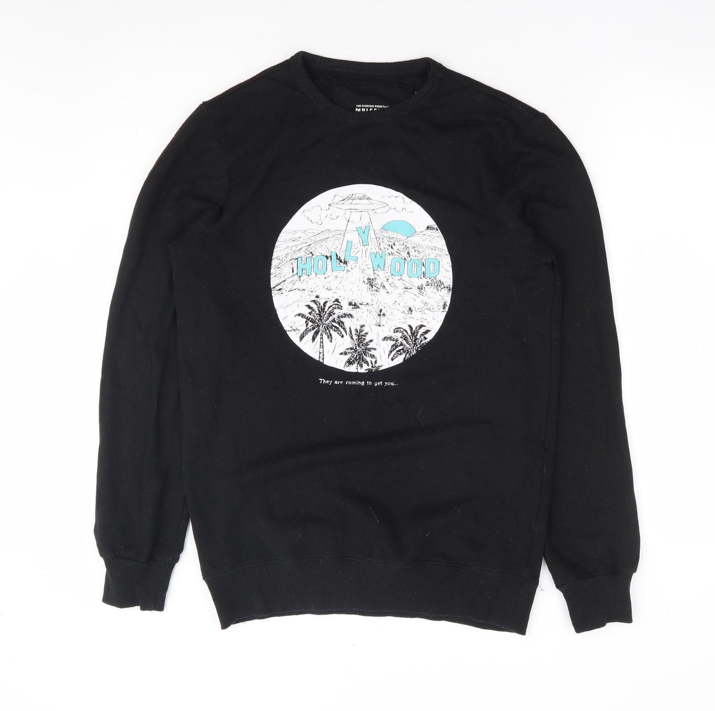 Womens UK Size S Pull & Bear Black Pullover Sweatshirt