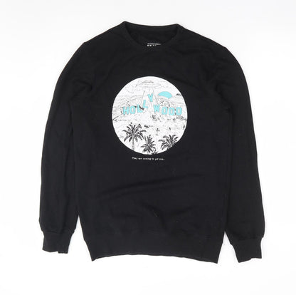 Womens UK Size S Pull & Bear Black Pullover Sweatshirt