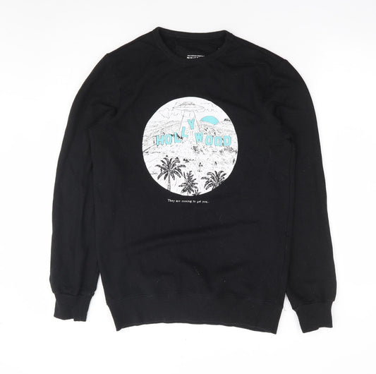 Womens UK Size S Pull & Bear Black Pullover Sweatshirt