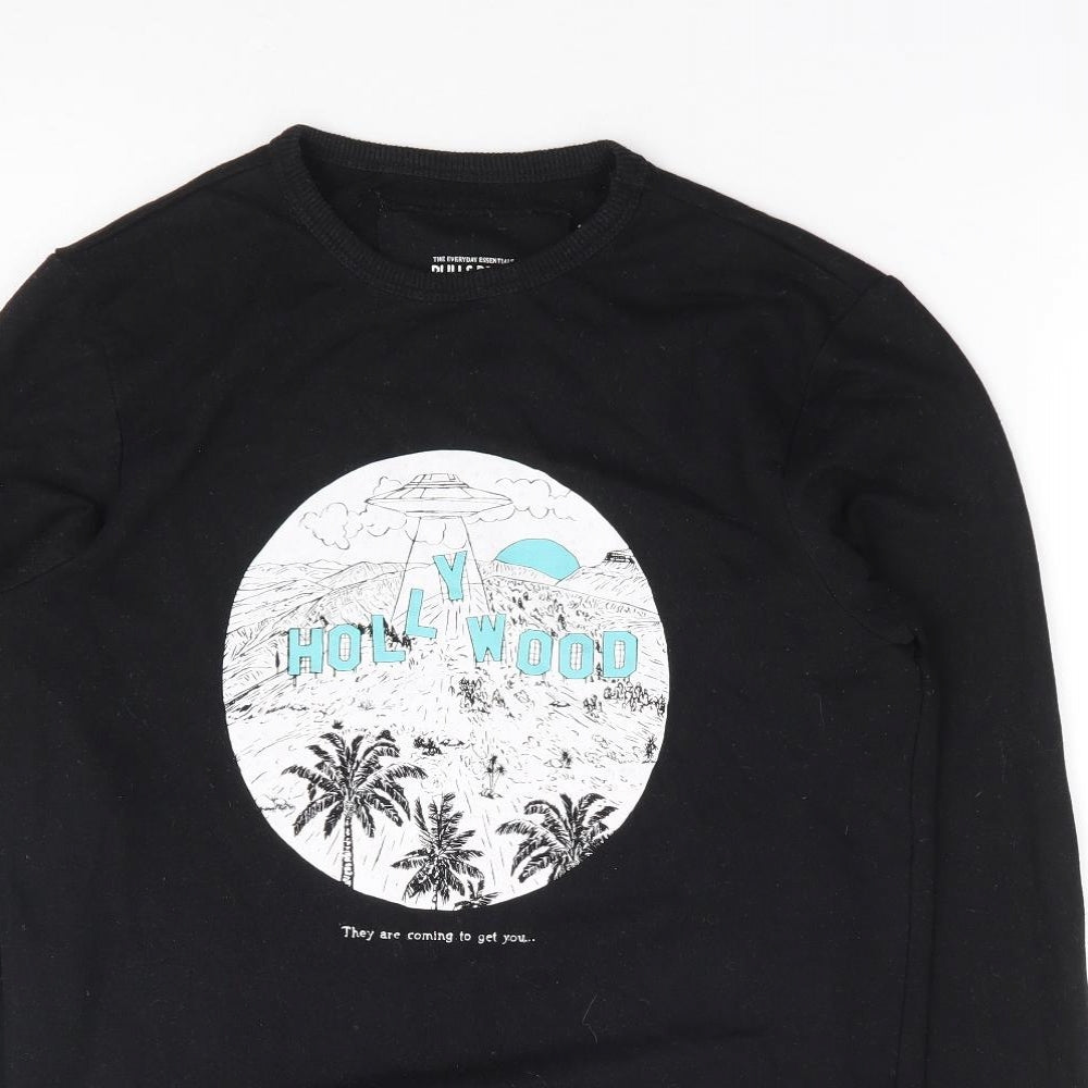 Womens UK Size S Pull & Bear Black Pullover Sweatshirt