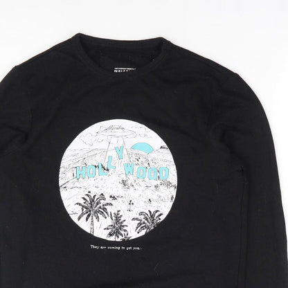 Womens UK Size S Pull & Bear Black Pullover Sweatshirt