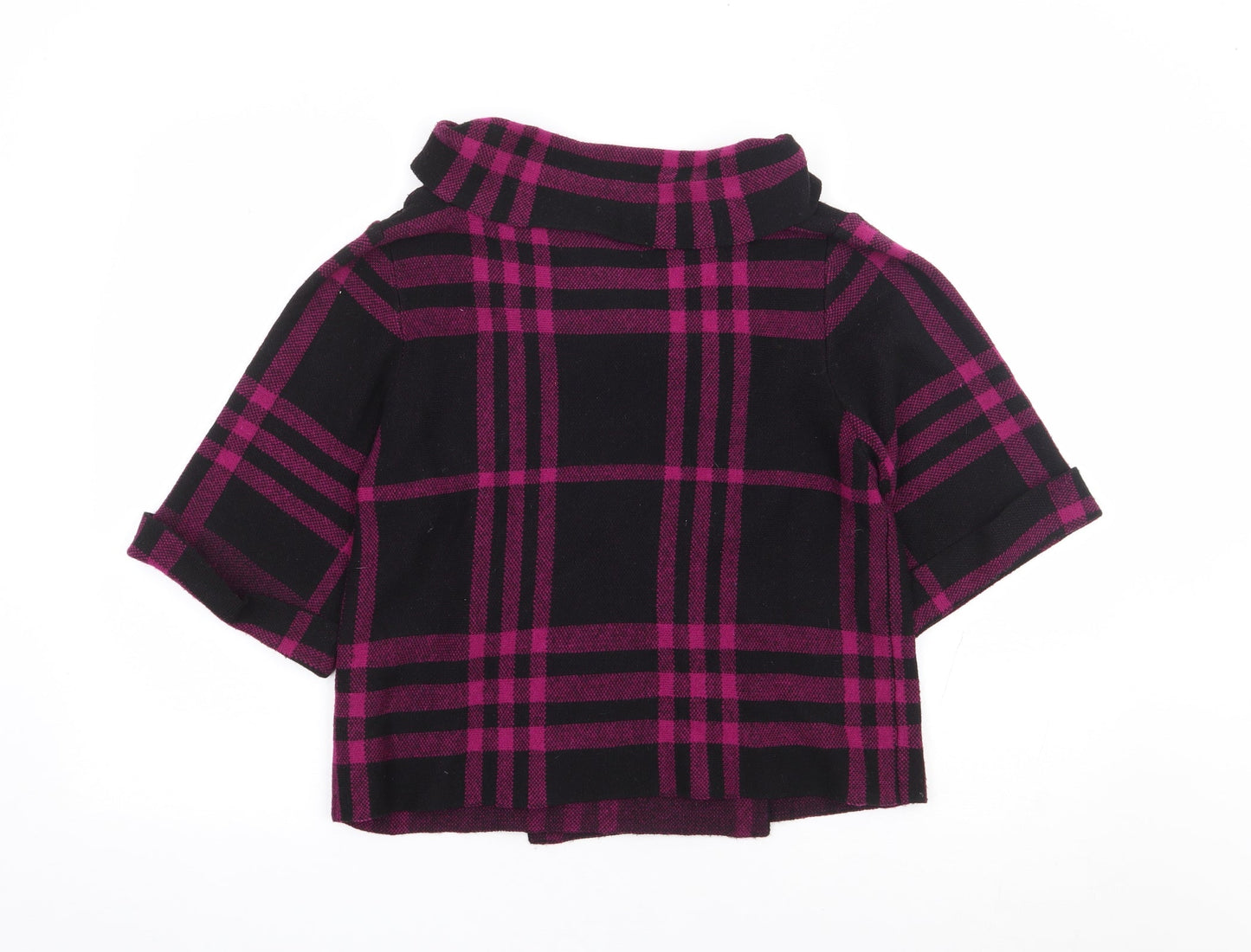 Jessica Grace Womens Pink Plaid Jacket Coatigan Size XL Button