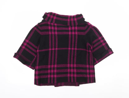Jessica Grace Womens Pink Plaid Jacket Coatigan Size XL Button