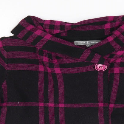 Jessica Grace Womens Pink Plaid Jacket Coatigan Size XL Button