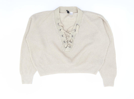Womens UK Size M H&M Beige Pullover Jumper