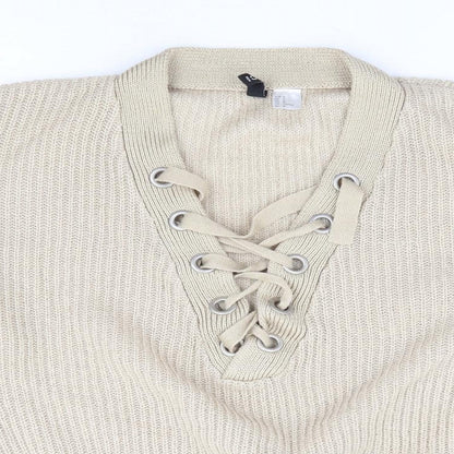 Womens UK Size M H&M Beige Pullover Jumper