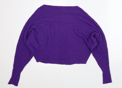 Art.57 Womens Purple Round Neck Viscose Pullover Jumper Size M