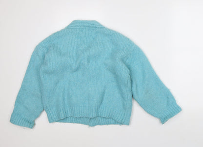 By Clara Womens Blue V-Neck Polyamide Cardigan Jumper Size S